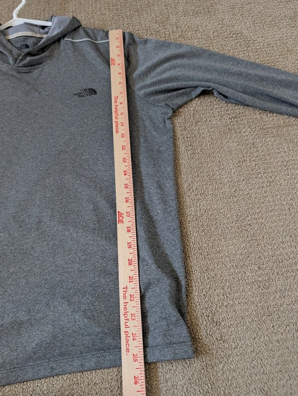 The North Face Mens Hoodie Sweatshirt Gray Hooded Pullover Flashdry M FLAW